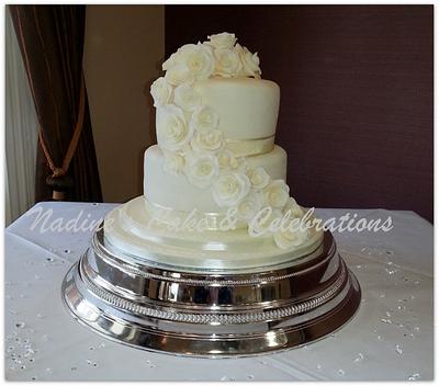 Ivory Rose Waterfall Wedding Cake - Cake by NADINESCAKES2012