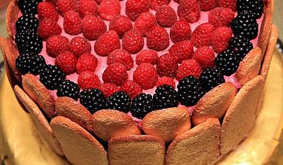 Wild Blackberry Bavarian Cream Charlotte Russe - Cake by Leslie Macchiarella