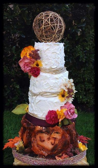Fall wedding tree stump cake - Cake by Sweet Samantha