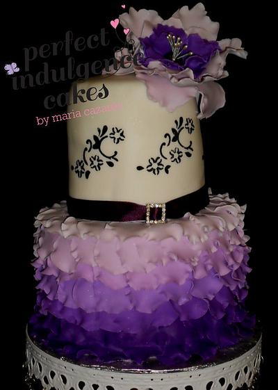 Peony and Purple Ombre Petals  - Cake by Maria Cazarez Cakes and Sugar Art
