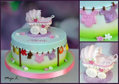 Christening cake for baby girl - Cake by majalaska