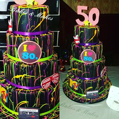 Neon 80s Paint Splatter  - Cake by Cakes of Art by Vicky 