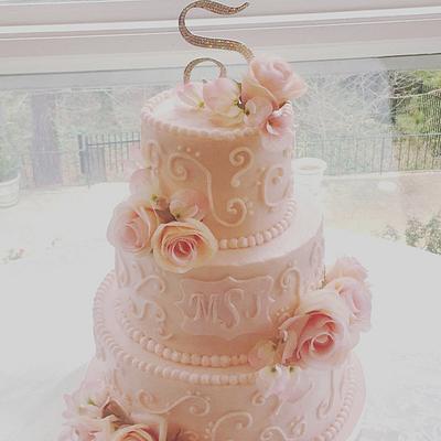 Blush Buttercream Iced Wedding Cake - Cake by It Takes The Cake