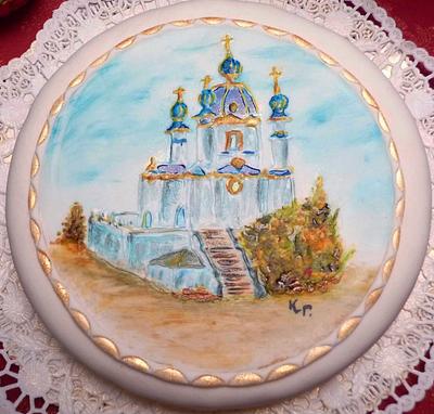 hand painted cake - St. Andrews Church Kiew - Cake by Christl's ◊FancyCakes◊