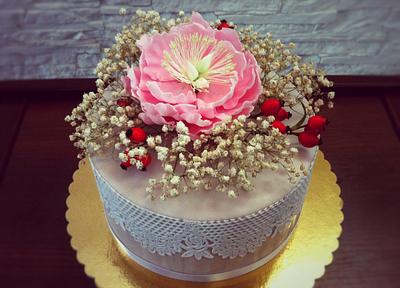 mini pink peony cake - Cake by timea