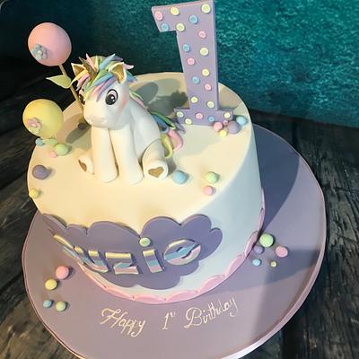 Baby rainbow unicorn first birthday  - Cake by Maria-Louise Cakes