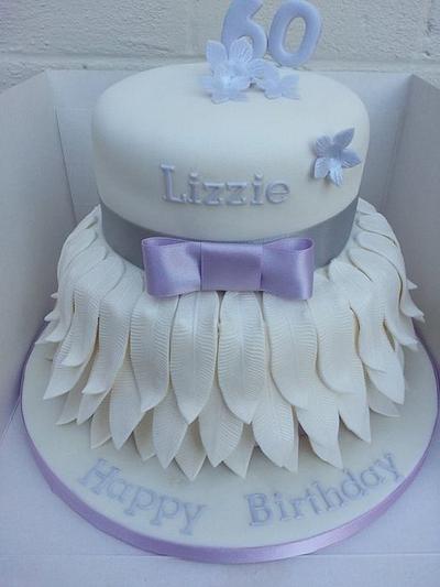 Lilac and White Feathered birthday cake - Cake by Mrsmurraycakes