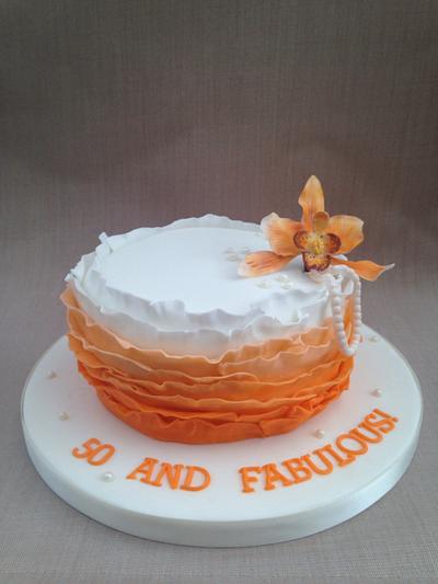 Orange Ombré Ruffles - Cake by LittlesugarB