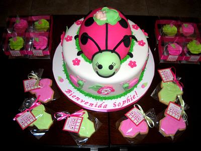 Lady bug with cookies and cupcakes! - Cake by YummyTreatsbyYane