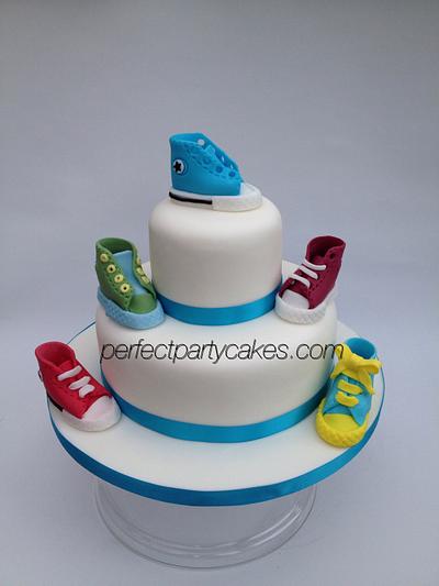 Converse shoe christening cake - Cake by Perfect Party Cakes (Sharon Ward)