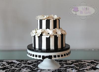 Flower and Striped birthday cake - Cake by Sarah F