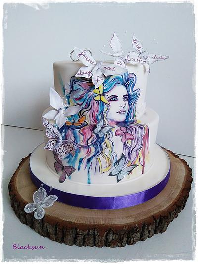 Hand painted butterfly bride - Cake by Zuzana Kmecova