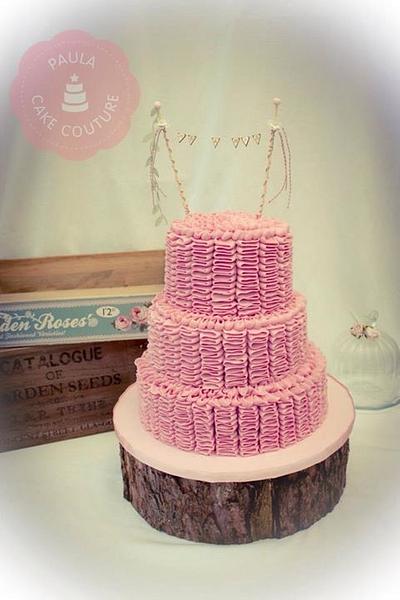 Piped Ruffles and Bunting - Cake by Paulacakecouture