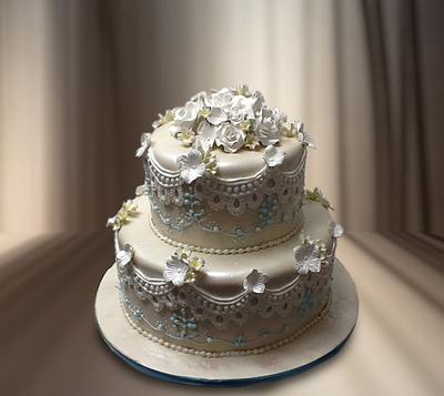 Ivory with Floral Accents - Cake by MsTreatz