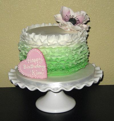 Green ruffle birthday cake - Cake by sking