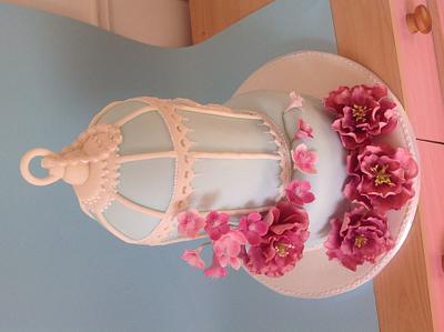 Peony bird cage - Cake by Iced Images Cakes (Karen Ker)