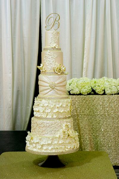 elegant champagne and ivory  - Cake by Piece O'Cake 