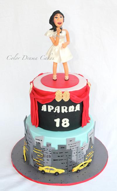 18th Birthday cake, who is a singer and love NYC broadway - Cake by Color Drama Cakes