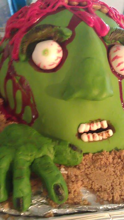 sticky dough cake zombie head - Cake by Julia Dixon