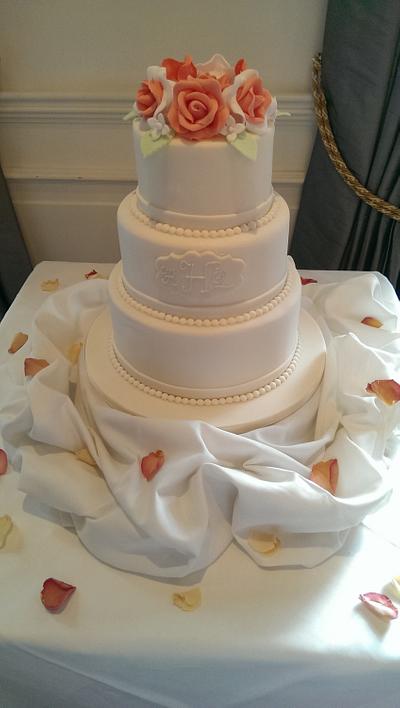 elegant ivory wedding cake - Cake by Lil Gems Cakes 'n' Cookies 