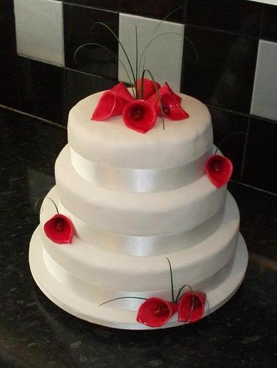 red lily wedding cake  - Cake by KerryCakes