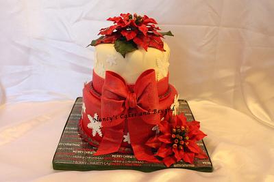 Christmas Poinsettia Cake - Cake by Nancy's Cakes and Beyond