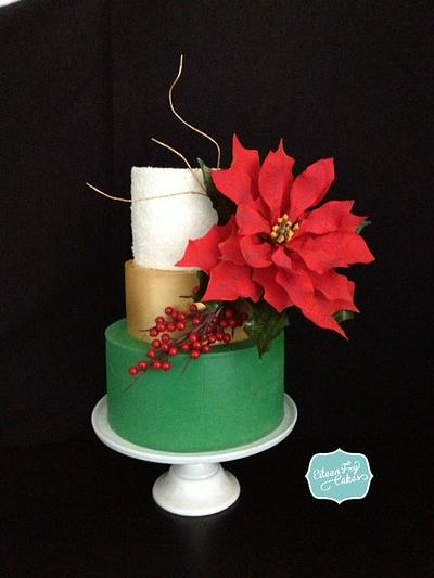 Christmas cake with a sugar poinsettia - Cake by eileenfrycakes
