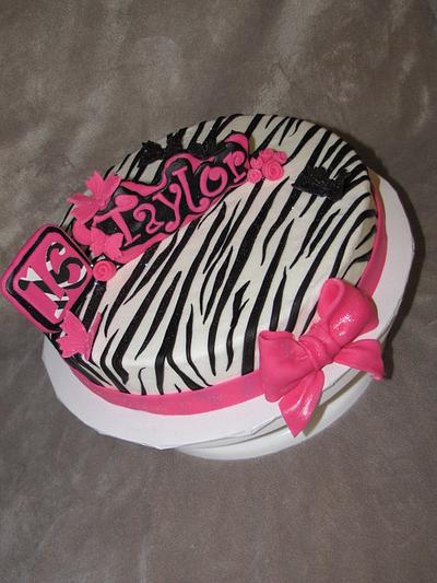Sweet 16 Pink and Zebra print - Cake by Tiffany Palmer