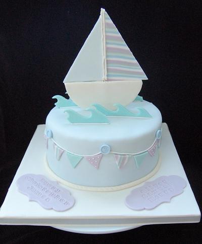 Sailing boat christening cake - Cake by Liz, Ladybird Cake Company