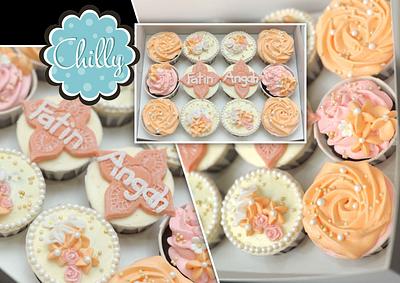 Cuppies Orange,Pink & white themed color - Cake by Chilly