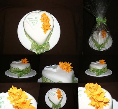 10th Anniversary Cake - Daffodils - Cake by Tiggy