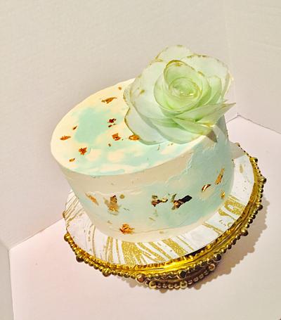 Watercolor and Gold Leaf - Cake by Treats by Tisha