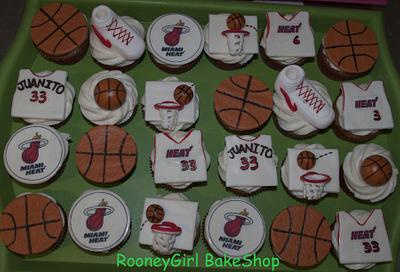 Miami Heat BasketBall Cupcakes - Cake by Maria @ RooneyGirl BakeShop