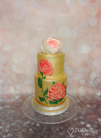 Painted Peonies - Cake by White Rose Bakery