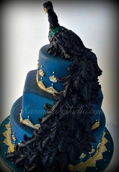 Black Peacock - Cake by Karens Kakes
