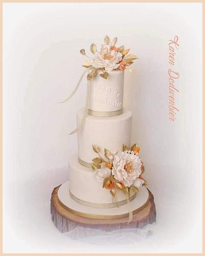 White and gold wedding cake - Cake by Karen Dodenbier