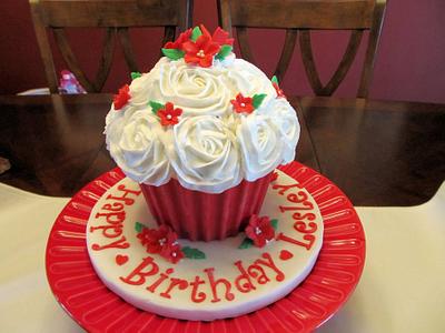 Red & White Giant Cupcake - Cake by Ellie1985