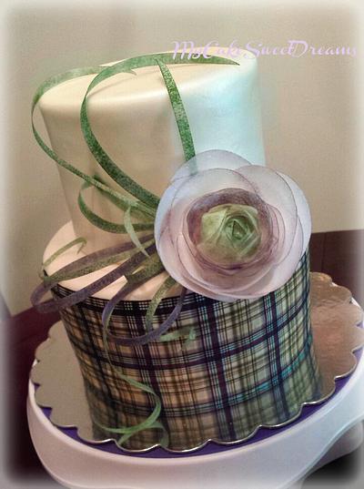 Modern Cake Design with Wafer Paper Ranunculus - Cake by My Cake Sweet Dreams