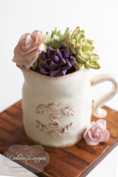 Pitcher of Succulents - Cake by Delicia Designs