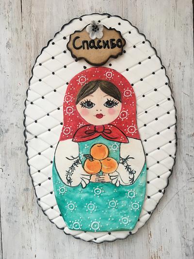 Hand painted matryoshka 33cm cookie  - Cake by Martina Encheva