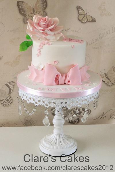 Pink and White 80th Birthday cake - Cake by Clare's Cakes - Leicester