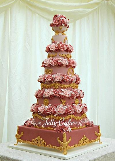 Pink and Gold 7 Tier Wedding Cake - Cake by JellyCake - Trudy Mitchell