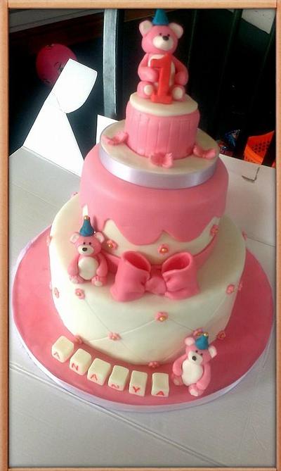 Teddy bear theme first birthday cake  - Cake by sarika hirave