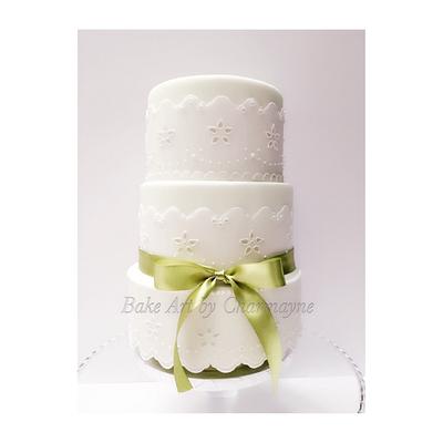 Broderie Anglaise wedding - Cake by Bake Art by Charmayne