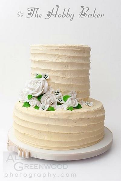 Rustic white/cream wedding  - Cake by The hobby baker 