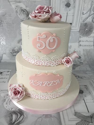 Flowery 50th  - Cake by charmaine cameron