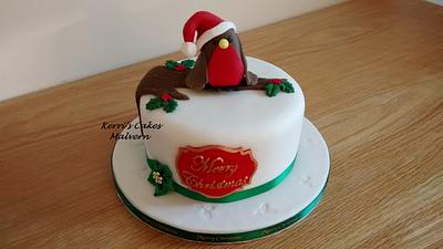 Christmas robin on a branch - Cake by Kerri's Cakes
