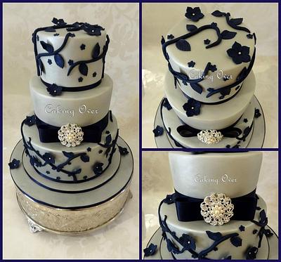 Silver and Navy Wedding Cake - Cake by Amanda Brunott