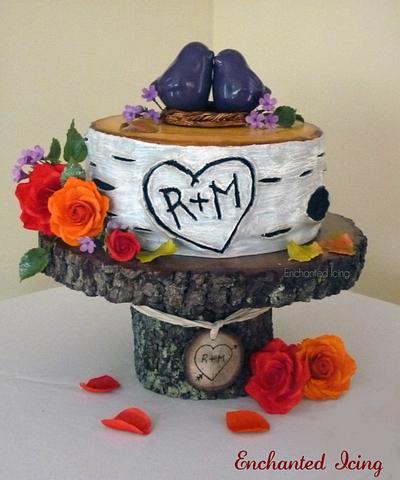 Small birch bark wedding cake - Cake by Enchanted Icing