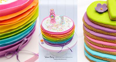 Rainbow ruffled care bear cake  - Cake by Sheena Henry
